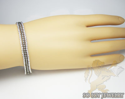 3 row 14k two tone diamond cut bead italian gold bracelet - Image 4