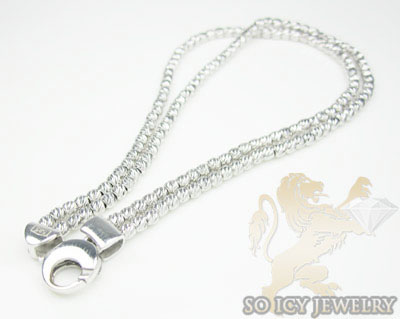 2 row 14k white diamond cut bead italian gold bracelet - Image 2