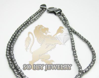 2 row 14k black diamond cut bead italian gold bracelet - Image 2