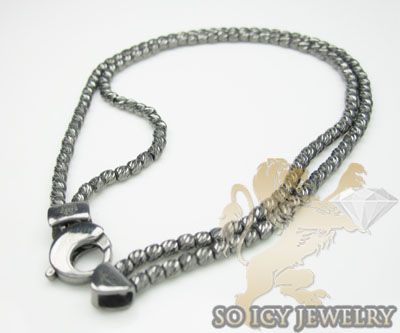 2 row 14k black diamond cut bead italian gold bracelet
