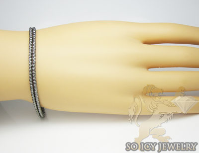 2 row 14k black diamond cut bead italian gold bracelet