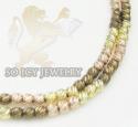 2 row 14k chocolate & pink bead diamond cut italian gold bracelet