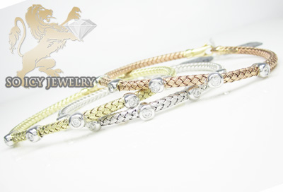 14k white gold basket weave round diamond bracelet 0.46ct