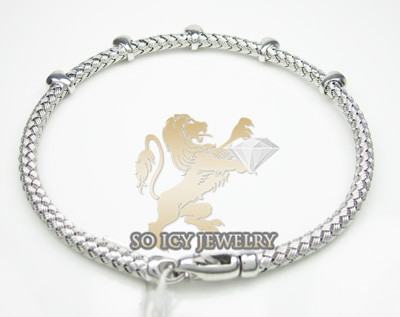 14k white gold basket weave round diamond bracelet 0.46ct