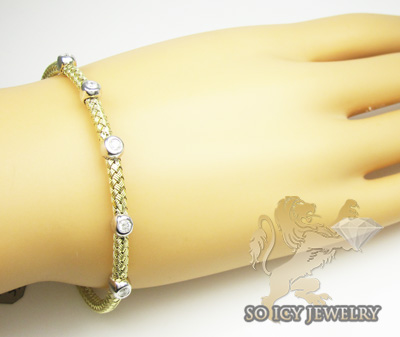 14k white gold basket weave round diamond bracelet 0.46ct - Image 5