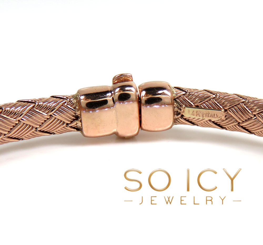 14k white gold basket weave round diamond bracelet - Image 6