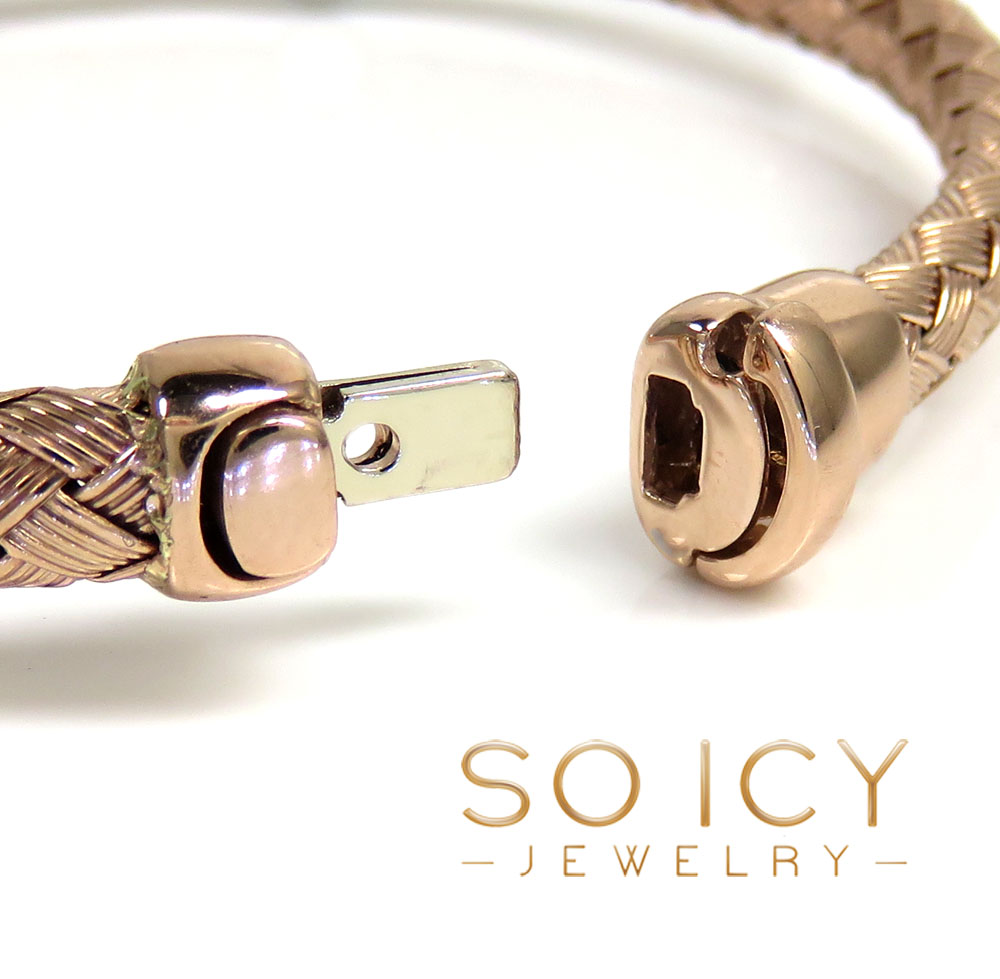 14k white gold basket weave round diamond bracelet - Image 7