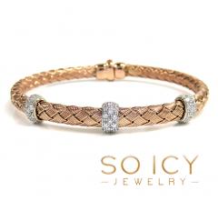 14k white gold basket weave round diamond bracelet 