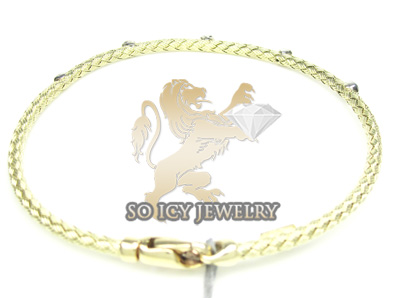 14k yellow gold basket weave round diamond bracelet 