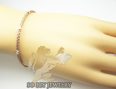 14k yellow gold basket weave round diamond bracelet 