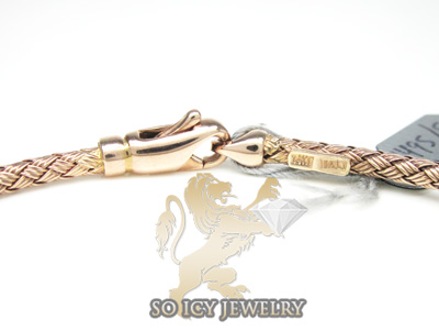 14k rose gold basket weave round diamond bracelet - Image 3