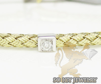 14k yellow gold basket weave round diamond bracelet