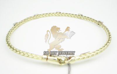 14k yellow gold basket weave round diamond bracelet