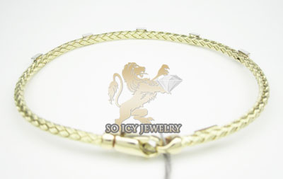 14k yellow gold basket weave round diamond bracelet - Image 3