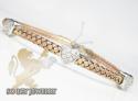 14k rose gold basket weave diamond heart bracelet