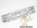 14k white gold basket weave round diamond bracelet