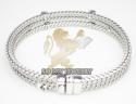 14k white gold basket weave round diamond bracelet