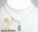 14k white gold baby blue enamel diamond baby shoe pendant 0.01ct