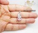 14k white gold pink enamel diamond baby shoe pendant 0.01ct