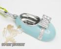 14k white gold baby blue enamel diamond baby shoe pendant 0.15ct
