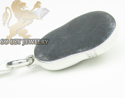 14k white gold white enamel diamond baby shoe pendant 0.07ct