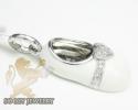 14k white gold white enamel diamond baby shoe pendant 0.07ct