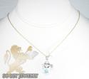 14k white & blue flower enamel diamond baby shoe pendant 0.09ct