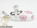 14k white & pink enamel diamond baby shoe pendant 0.08ct