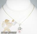 14k white & pink enamel diamond baby shoe pendant 0.08ct