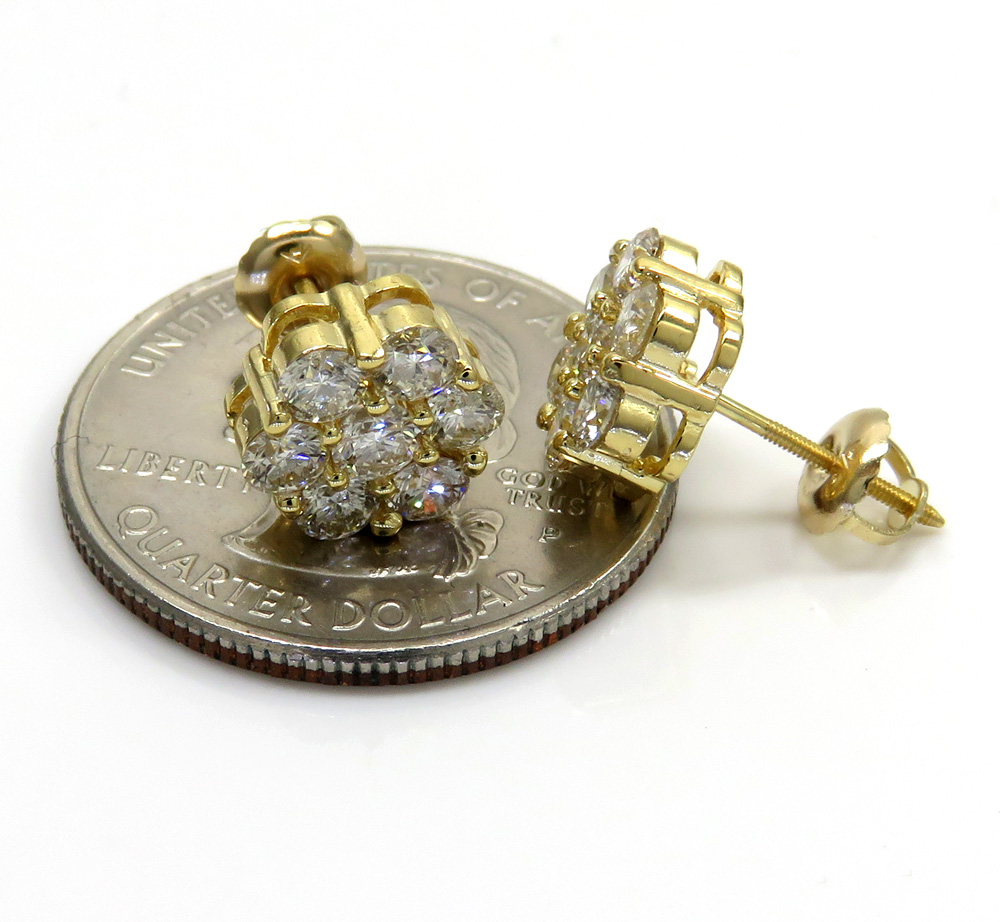 14k white or yellow gold round cluster si2 9.5mm diamond studs 1.85ct