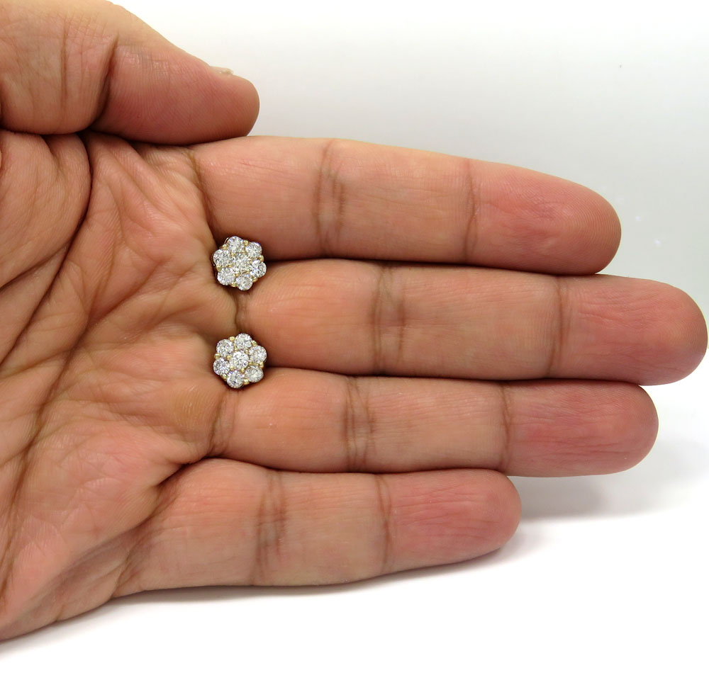 14k white or yellow gold round cluster si2 9.5mm diamond studs 1.85ct - Image 4