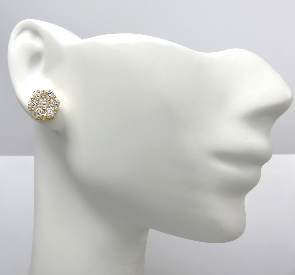 14k white or yellow gold round cluster si2 9.5mm diamond studs 1.85ct