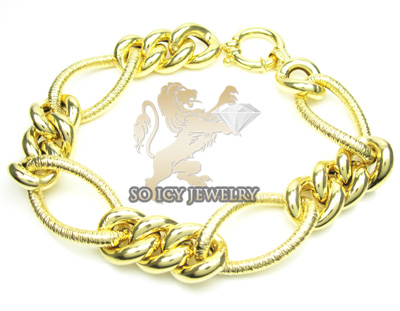 Buy 14k Yellow Gold Diamond Cut Xl Figaro Link Bracelet 12mm Online at