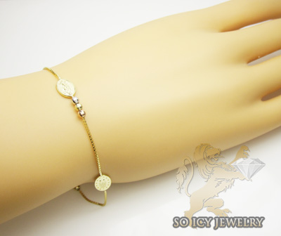 14k Tri Color Gold Rosary Bracelet 2 50mm