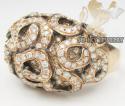 Ladies 18k rose gold white and chocolate diamond swirl ring 1.95ct