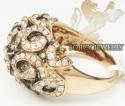 Ladies 18k rose gold white and chocolate diamond swirl ring 1.95ct