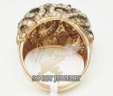 Ladies 18k rose gold white and chocolate diamond swirl ring 1.95ct