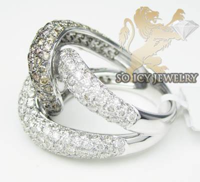 Ladies 18k white gold champagne & white diamond double loop band 4.31ct - Image 3