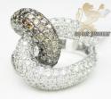 Ladies 18k white gold champagne & white diamond double loop band 4.31ct