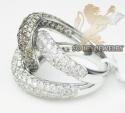 Ladies 18k white gold champagne & white diamond double loop band 4.31ct