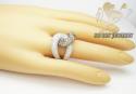 Ladies 18k white gold champagne & white diamond double loop band 4.31ct