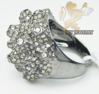 Ladies 18k black gold champagne & white diamond volcano ring 2.86ct