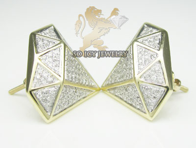 10k yellow gold diamond shape white diamond earrings 0.70ct