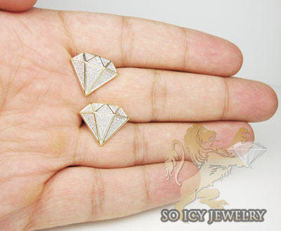 10k yellow gold diamond shape white diamond earrings 0.70ct