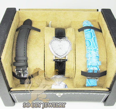 Ladies joe rodeo diamond watch white mini heart 0.27ct