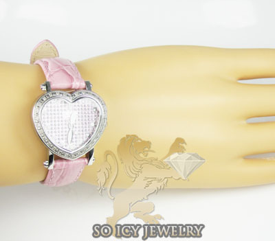 Ladies joe rodeo diamond watch pink mini heart 0.27ct - Image 4
