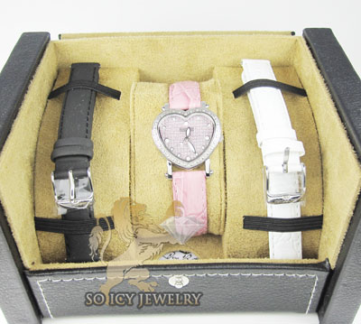 Ladies joe rodeo diamond watch pink mini heart 0.27ct