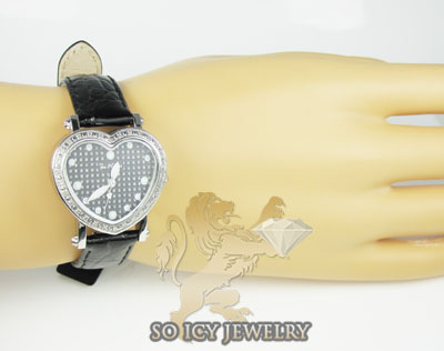 Ladies joe rodeo diamond watch black mini heart 0.27ct - Image 4