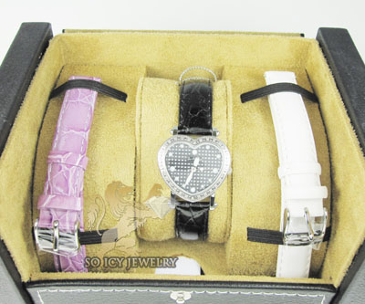 Ladies joe rodeo diamond watch black mini heart 0.27ct - Image 5