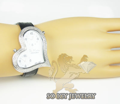 Ladies joe rodeo diamond watch white sahara heart 1.40ct